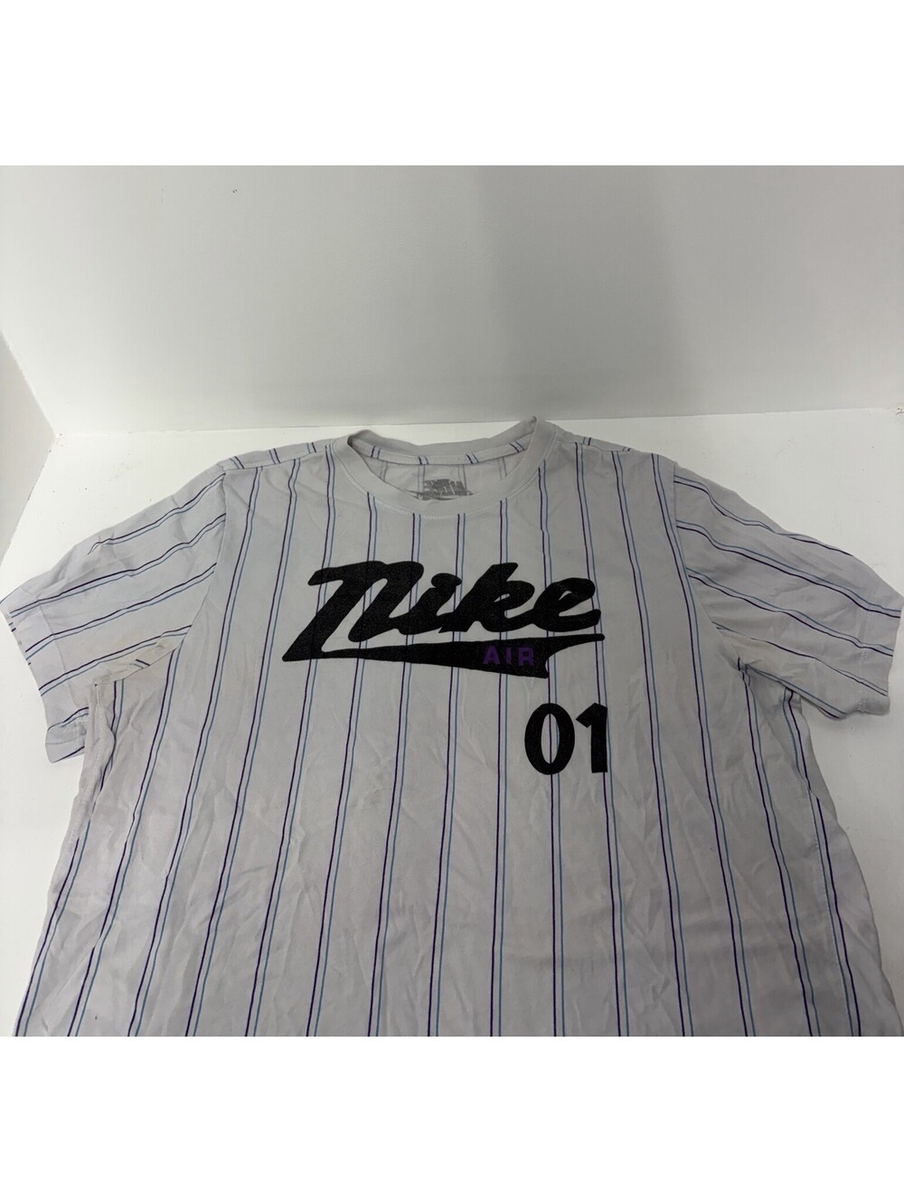Vintage - Nike Air Jersey With Purple And Blue Pin Strips Men’s Size L